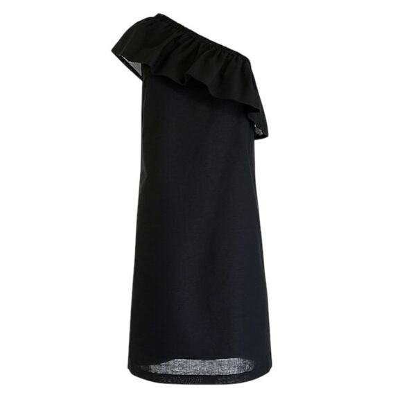 J Crew Black Linen/ Cotton Blend Sleeveless One Shoulder Dress Size XXL #J0955 - Picture 1 of 8